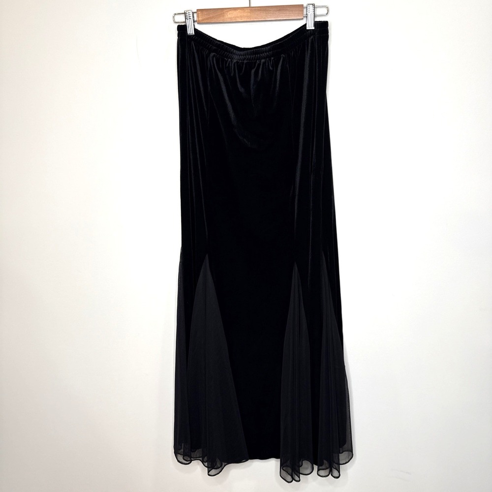 NEW Coldwater Creek‎ Velvet Whimsigoth Maxi Skirt M Black Fairy Grunge Witchy